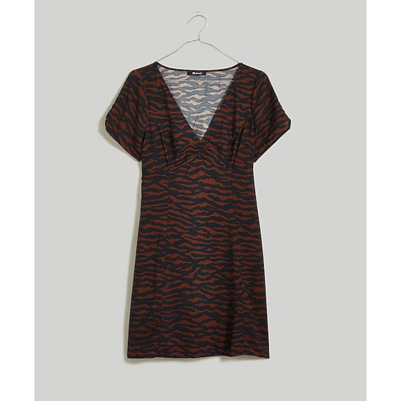 Madewell V Neck Mini Dress Abstract Animal True Black Zebra Viscose US 2 NWT - Picture 4 of 14